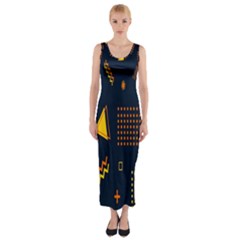 Abstract-geometric Fitted Maxi Dress by nateshop