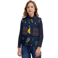 Abstract-geometric Kid s Short Button Up Puffer Vest	 by nateshop