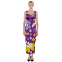 Floral-purple Yellow Fitted Maxi Dress View1