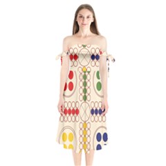 Ludo Game Shoulder Tie Bardot Midi Dress by Wegoenart