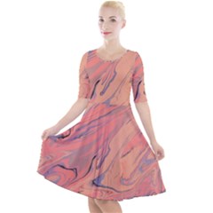 Illustration Background Light Abstract Texture Quarter Sleeve A-line Dress by Wegoenart