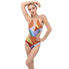Colorful Paper Art Materials Plunging Cut Out Swimsuit by Wegoenart