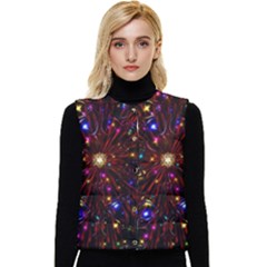 Abstract Background Stars Star Galaxy Wallpaper Women s Short Button Up Puffer Vest by Wegoenart