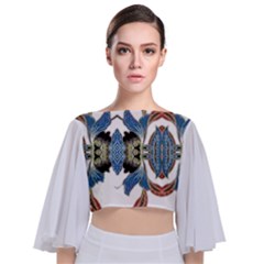 Im Fourth Dimension Colour 60 Tie Back Butterfly Sleeve Chiffon Top by imanmulyana