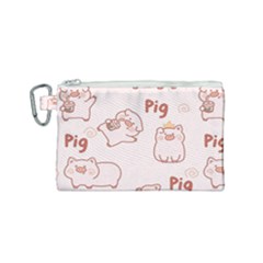 Pig Cartoon Background Pattern Canvas Cosmetic Bag (small) by Sudhe