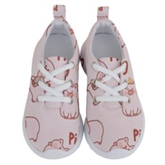 Pig Cartoon Background Pattern Running Shoes by Sudhe