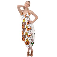 Illustration Pumpkin Bear Bat Bunny Chicken Layered Bottom Dress by Sudhe