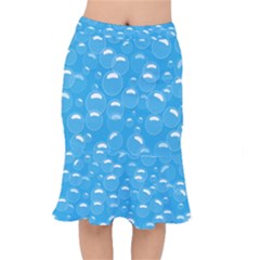Pattern Blue Bubble Pattern Background Short Mermaid Skirt by Amaryn4rt