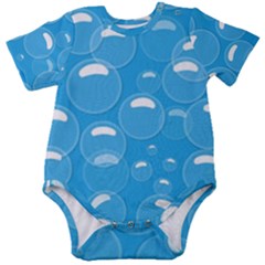 Pattern Blue Bubble Pattern Background Baby Short Sleeve Onesie Bodysuit by Amaryn4rt