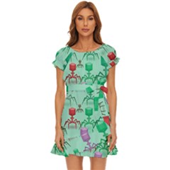 Bacteriophage Virus Army Puff Sleeve Frill Dress by Amaryn4rt