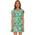Bacteriophage Virus Army Puff Sleeve Frill Dress View1