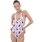 Christmas Template Advent Cap Backless Halter One Piece Swimsuit