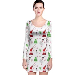 Santa Claus Snowman Christmas Xmas Long Sleeve Velvet Bodycon Dress by Amaryn4rt