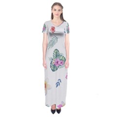 Template-flower Short Sleeve Maxi Dress by nateshop