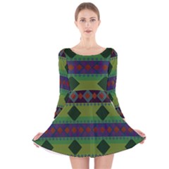 Background Pattern Texture Design Long Sleeve Velvet Skater Dress