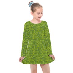 Oak Tree Nature Ongoing Pattern Kids  Long Sleeve Dress by Mariart