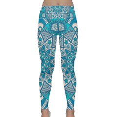 Mandala Blue Lightweight Velour Classic Yoga Leggings by zappwaits