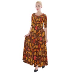 Pattern-orange,seamles,chrismast Half Sleeves Maxi Dress by nateshop