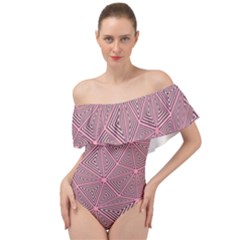 Triangle-line Pink Off Shoulder Velour Bodysuit 