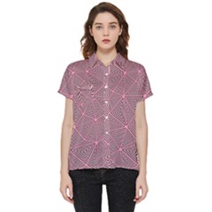 Triangle-line Pink Short Sleeve Pocket Shirt by nateshop