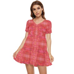 Triangle-line Tiered Short Sleeve Babydoll Dress by nateshop