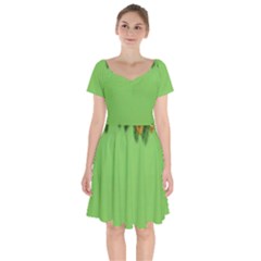 New-year-green Short Sleeve Bardot Dress by nateshop