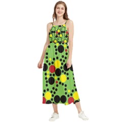 Pattern-polka Green Yelow Black Boho Sleeveless Summer Dress by nateshop