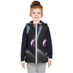 Planets In Space Kids  Hooded Puffer Vest