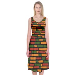 African Wall Of Bricks Midi Sleeveless Dress by ConteMonfrey