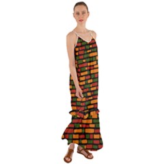 African Wall Of Bricks Cami Maxi Ruffle Chiffon Dress by ConteMonfrey