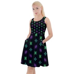 Pattern Background Bright Pattern Knee Length Skater Dress With Pockets by danenraven