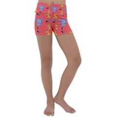 Illustration Elephant Cartoon Animal Monkey Kids  Lightweight Velour Yoga Shorts by danenraven