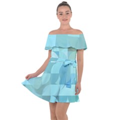 Geometric Ocean  Off Shoulder Velour Dress by ConteMonfrey
