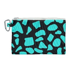 Neon Cow Dots Blue Turquoise And Black Canvas Cosmetic Bag (large) by ConteMonfrey