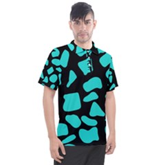 Neon Cow Dots Blue Turquoise And Black Men s Polo Tee by ConteMonfrey