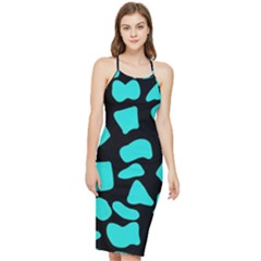 Neon Cow Dots Blue Turquoise And Black Bodycon Cross Back Summer Dress by ConteMonfrey
