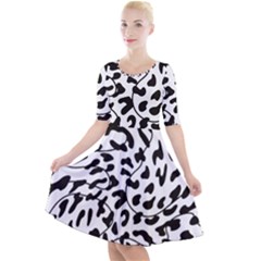 Leopard Print Black And White Quarter Sleeve A-line Dress by ConteMonfrey