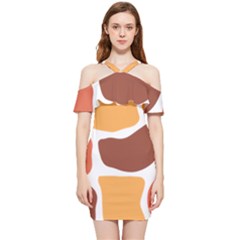 Geometric Pastel Bricks Shoulder Frill Bodycon Summer Dress by ConteMonfrey