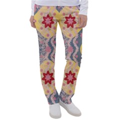 Background Flower Abstract Pattern Women s Casual Pants