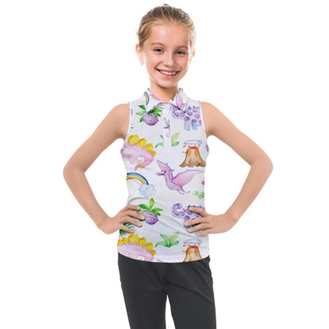 Dinosaurs Are Our Friends  Kids  Sleeveless Polo Tee by ConteMonfrey