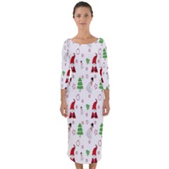 Santa Claus Snowman Christmas Quarter Sleeve Midi Bodycon Dress by artworkshop