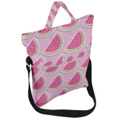 Pink Melon Wayermelon Pattern Food Fruit Melon Fold Over Handle Tote Bag by Ravend
