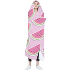 Pink Melon Wayermelon Pattern Food Fruit Melon Wearable Blanket by Ravend