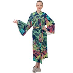Sheets Tropical Picture Plant Pattern Maxi Velour Kimono by Ravend
