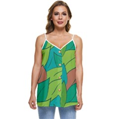 Leaves Pattern Autumn Background Casual Spaghetti Strap Chiffon Top by Ravend