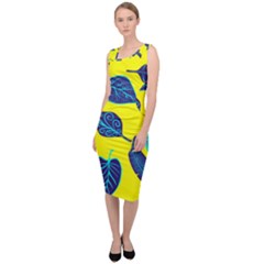 Sheets Pattern Picture Detail Sleeveless Pencil Dress by Ravend