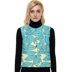 Illustration Sheets Dry Leaves Print Pattern Women s Short Button Up Puffer Vest by Ravend