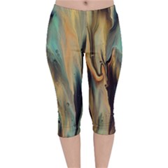 Abstract Painting In Colored Paints Velvet Capri Leggings  by Ravend