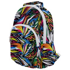 Tropical Monstera Pattern Leaf Rounded Multi Pocket Backpack by Ravend