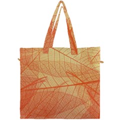 Orange Leaf Texture Pattern Canvas Travel Bag by Ravend
